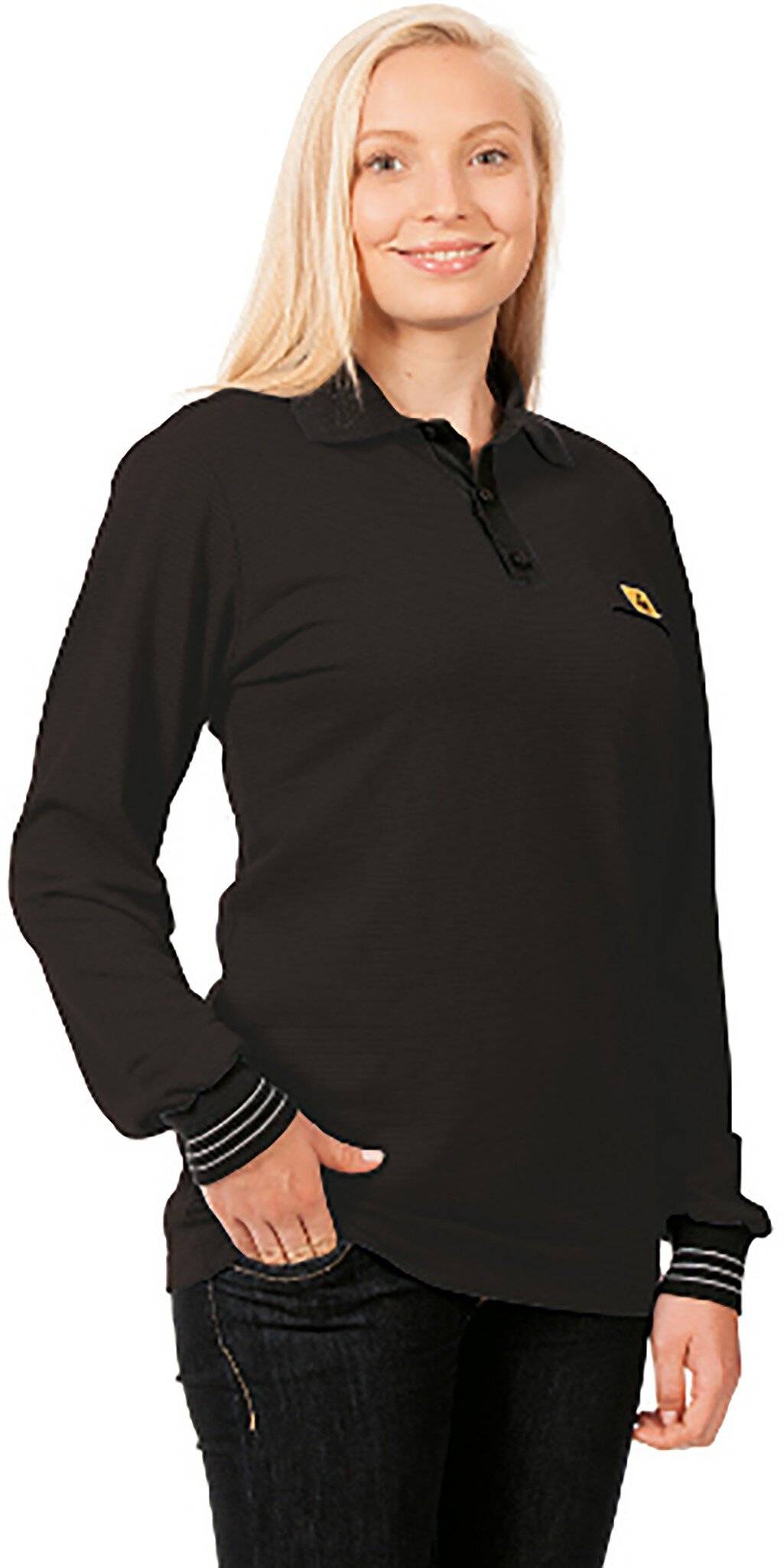 ESD Polo-Shirt langarm, schwarz, unisex, L-0