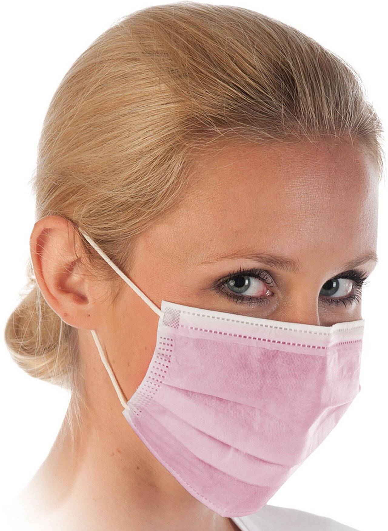 Hygostar Mundschutz PP, rosa, Typ II, 3-lagig, Gummibänder, VPE: 50 Stück-0