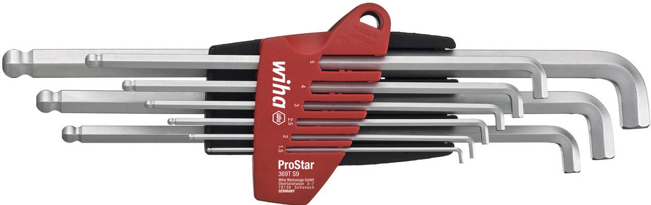 Stiftschlüssel Set im ProStar Halter Sechskant-Kugelkopf mit kurzem Schenkel 10-tlg. mattverchromt in Blister (35481)-0