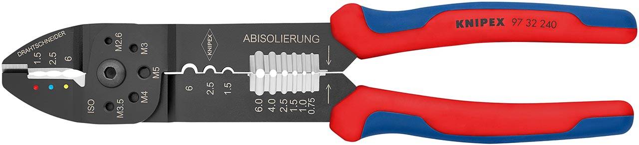 KNIPEX 97 32 240 SB Crimpzange mit Mehrkomponenten-Hüllen schwarz lackiert 240 mm (SB-Karte/Blister)-0