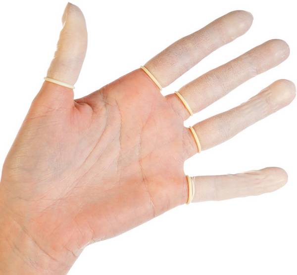 Hygostar Latex-Fingerling, weiß, puderfrei, Größe L