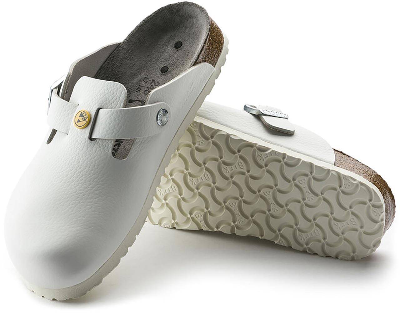 ESD Clog BOSTON ESD Naturleder 61370, weiss, normal, 44-2