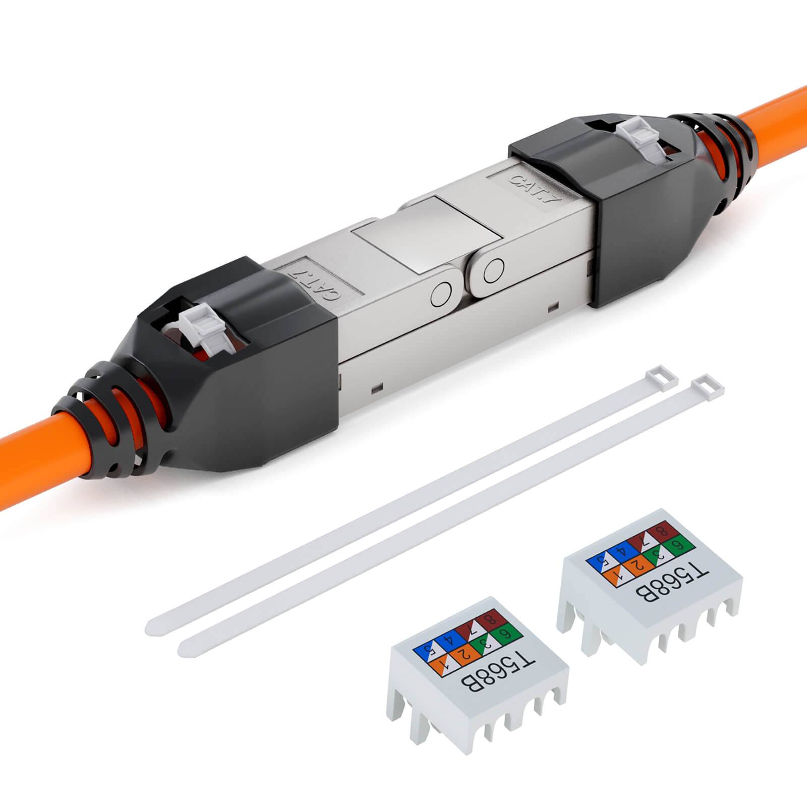 hb-digital Netzwerkkabel Verbinder CAT 7 mit Knickschutztülle LSA werkzeuglos-0