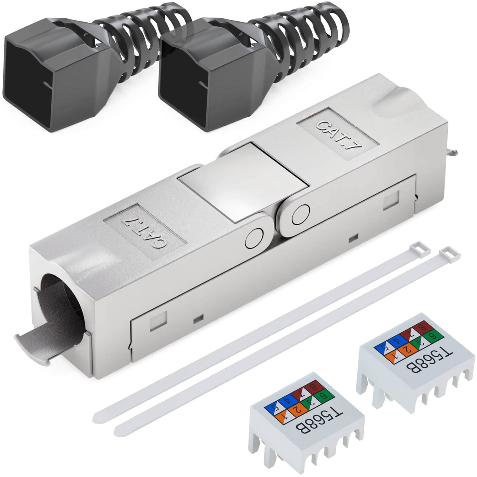 hb-digital Netzwerkkabel Verbinder CAT 7 mit Knickschutztülle LSA werkzeuglos-1