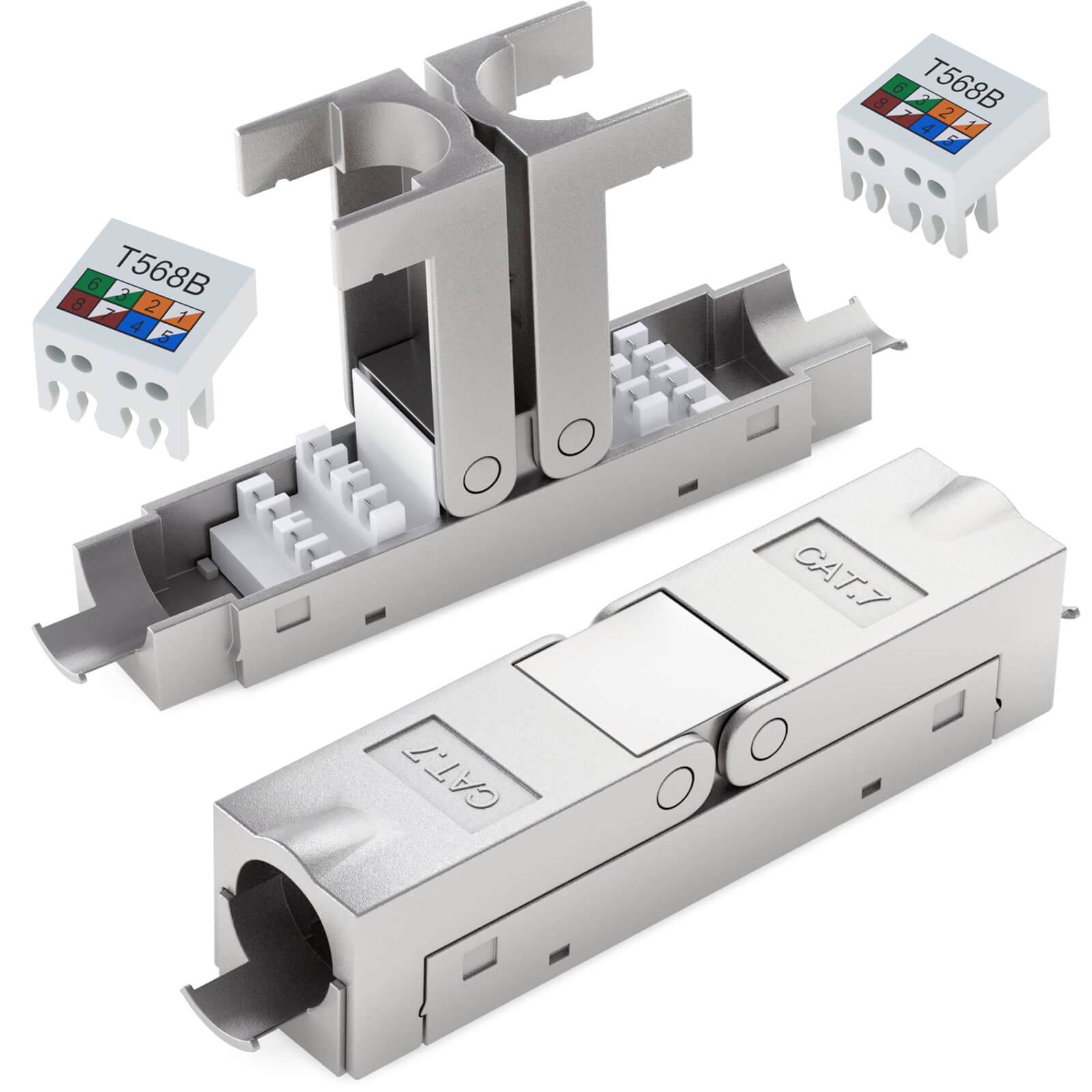 hb-digital Netzwerkkabel Verbinder CAT 7 mit Knickschutztülle LSA werkzeuglos-2