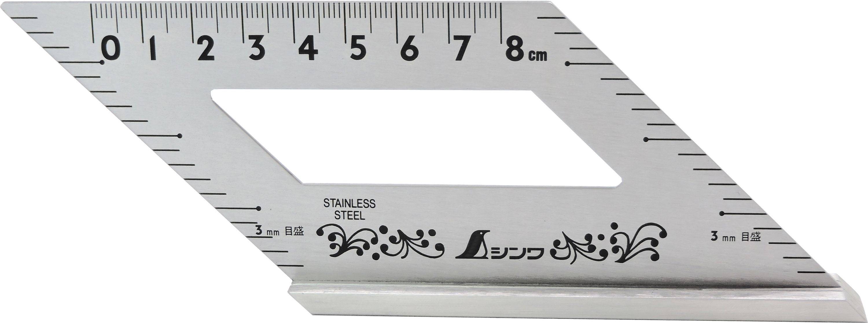Shinwa 12595 Gehrungswinkel 45° mit Anschlag by FAMEX (62060) Anschlagwinkel Winkelmesser - aus Edelstahl-0