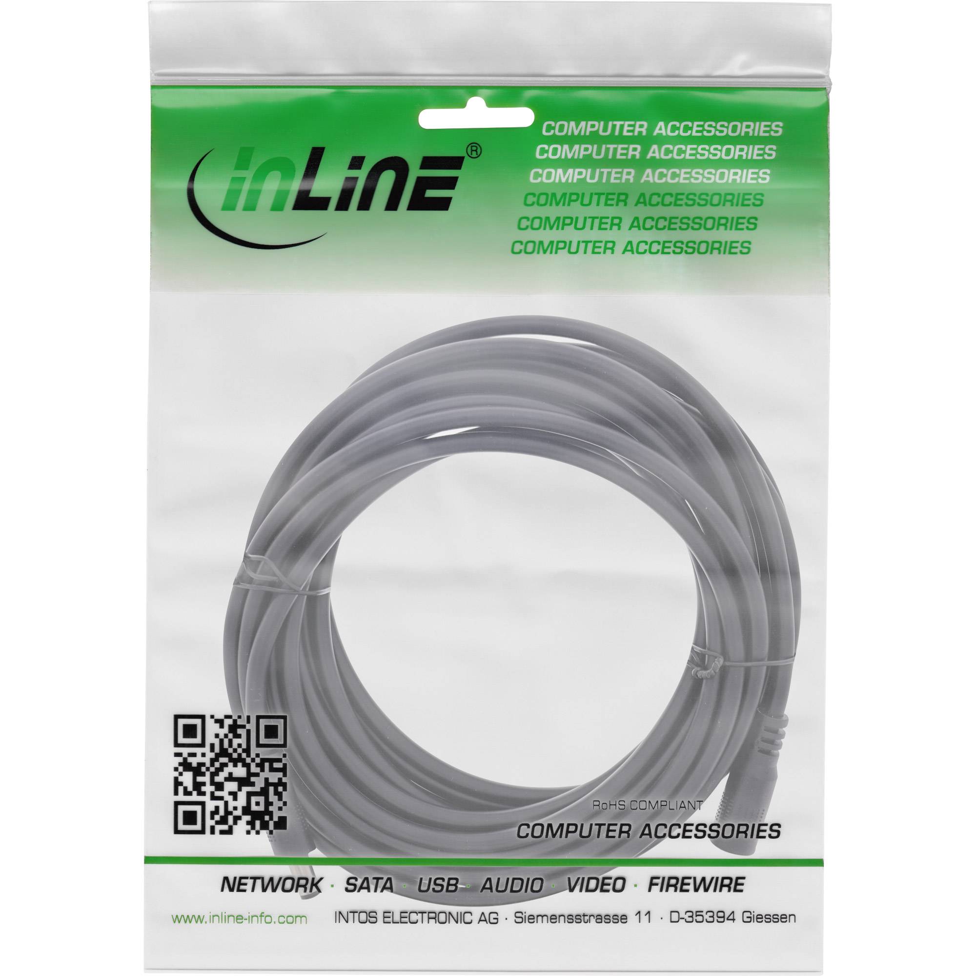 InLine® DC Verlängerungskabel, 5,5 x 2,1 mm, AWG 18, schwarz, 3 m-3