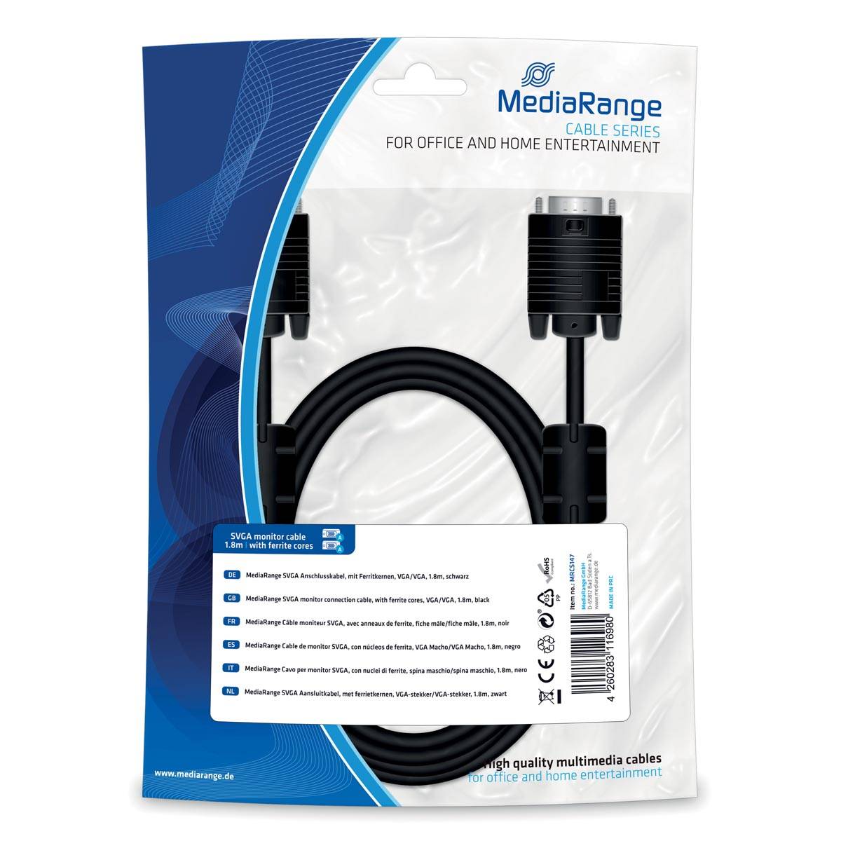 MEDIARANGE VGA-Kabel - HD-15 (VGA) (M) zu HD-15 (VGA)-1