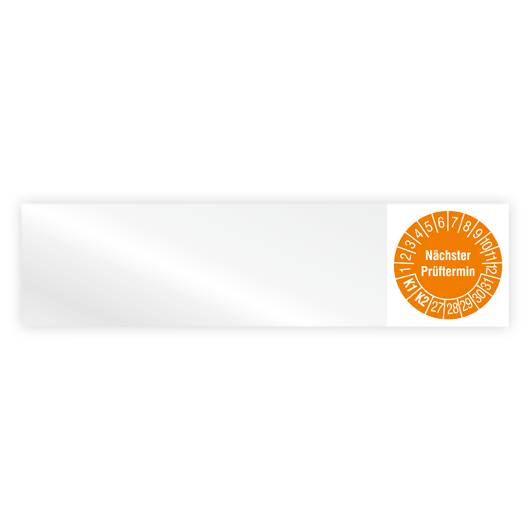 Prüfplakette, Nächster Prüftermin K1/K2, Jahr 2027, Vinylfolie, 100 x 25 mm, Heft-0