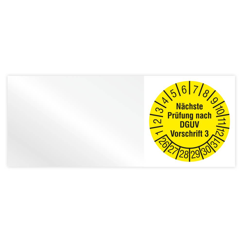 Kabelprüfplakette, Nächste Prüfung nach DGUV Vorschrift 3, 2026, Vinylfolie, 50 x 20 mm, Heft-0