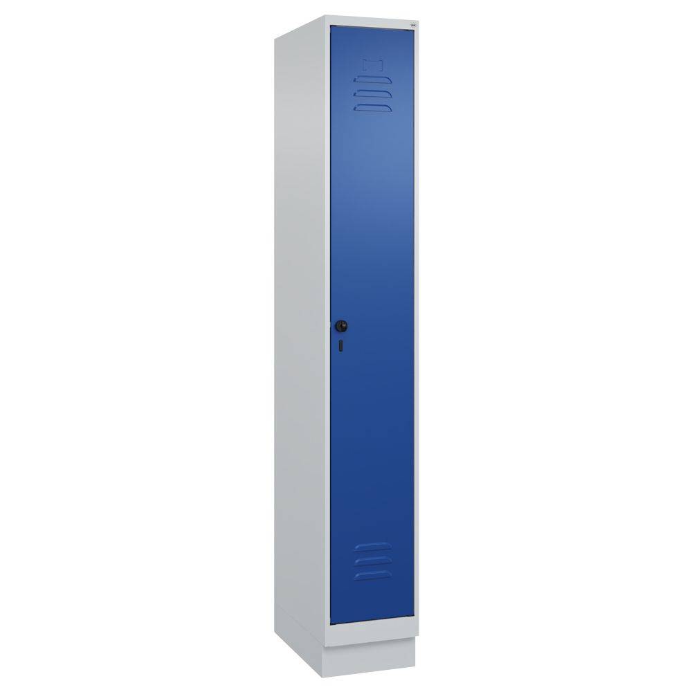 C+P Umkleidespind Classic PLUS auf Sockel, 1 Abteil, 1950x300x500mm, lichtgrau/enzianblau