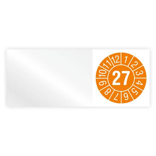 Kabelprüfplakette, Monate / Jahr, 2027, Vinylfolie, 50 x 20 mm, Heft-0