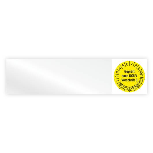 Kabelprüfplakette, Geprüft nach DGUV Vorschrift 3, Jahr 2026, Vinylfolie, 100 x 25 mm, Heft-0