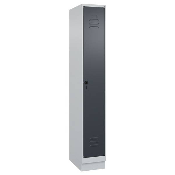 C+P Umkleidespind Classic PLUS auf Sockel, 1 Abteil, 1950x300x500mm, lichtgrau/anthrazitgrau