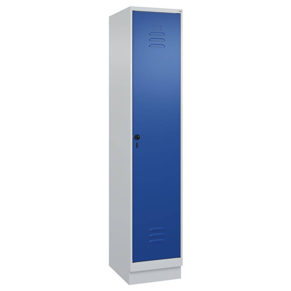 C+P Umkleidespind Classic PLUS auf Sockel, 1 Abteil, 1950x400x500mm, lichtgrau/enzianblau