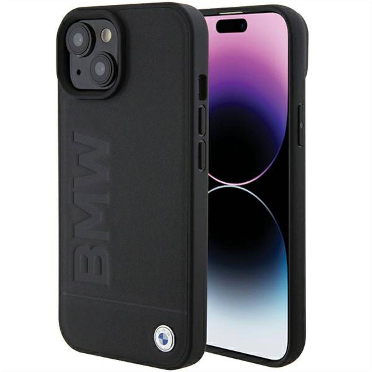 BMW Apple iPhone 15 Plus Schutzhülle Case Cover Etuis Leather Hot Stamp Schwarz-0