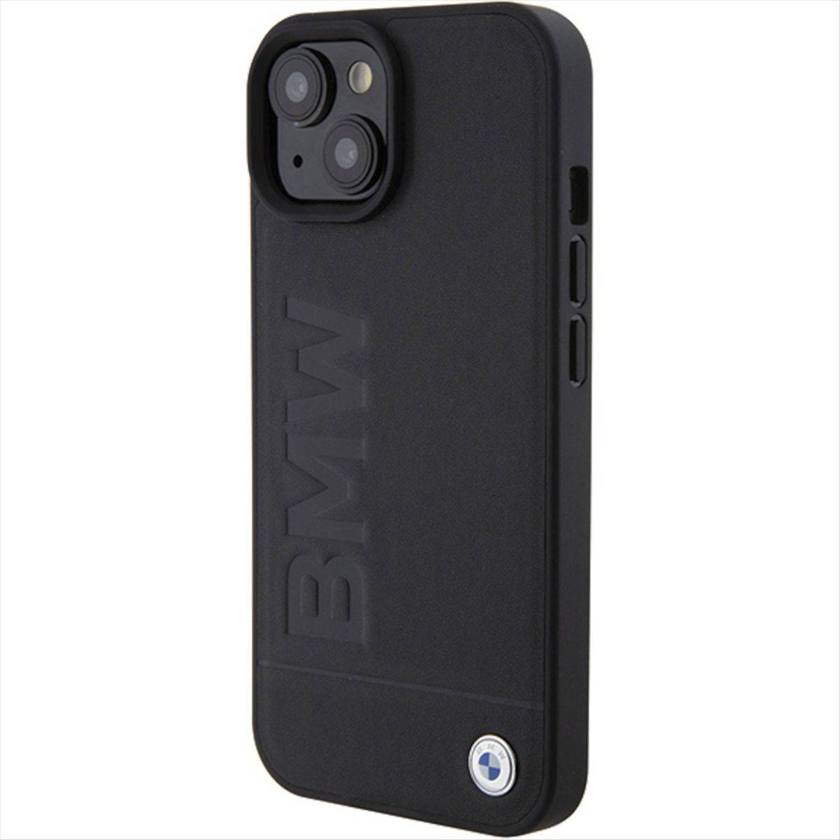 BMW Apple iPhone 15 Plus Schutzhülle Case Cover Etuis Leather Hot Stamp Schwarz-1
