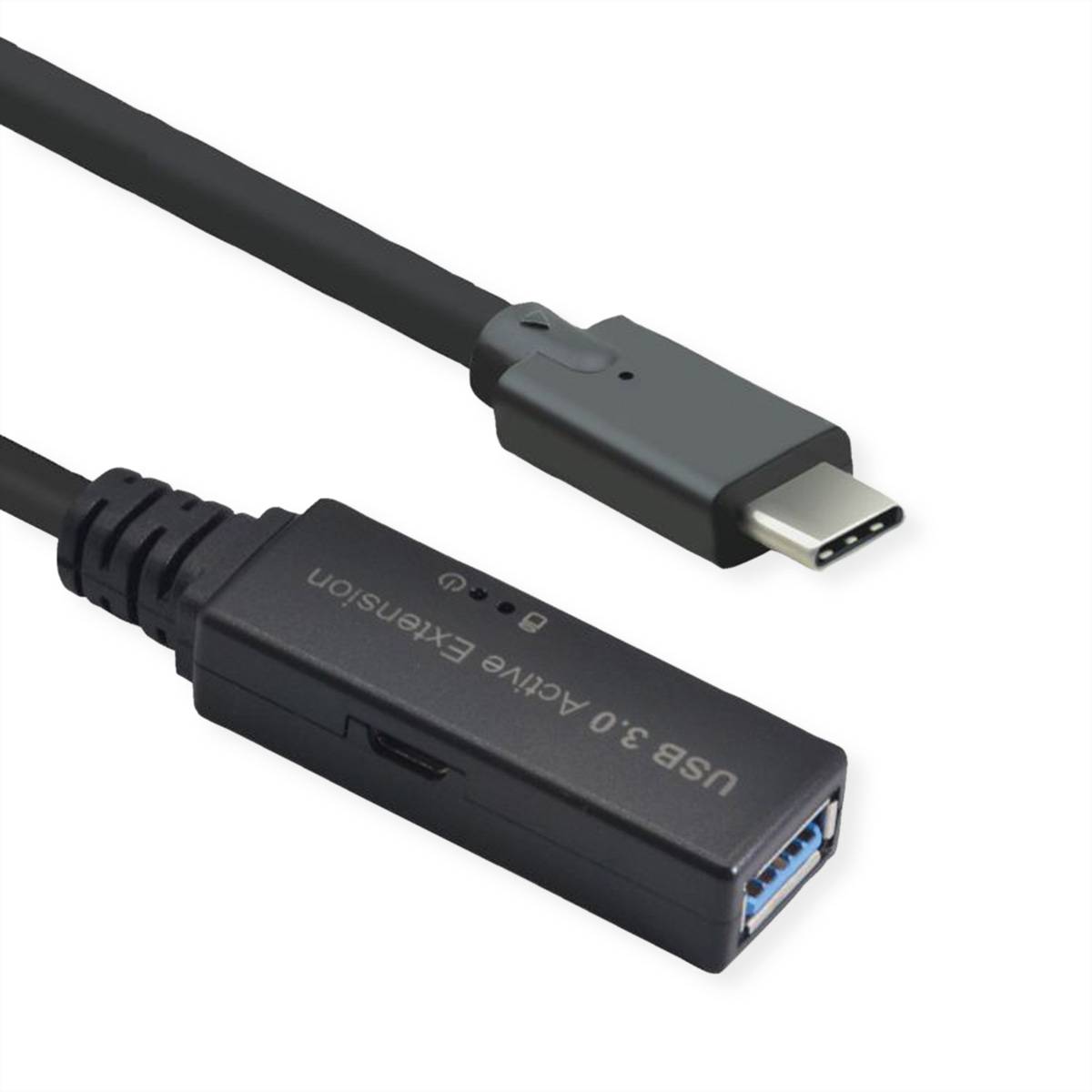 ROLINE USB 3.2 Gen 1 Aktives Repeater Kabel, Typ A - C, schwarz, 5 m-0