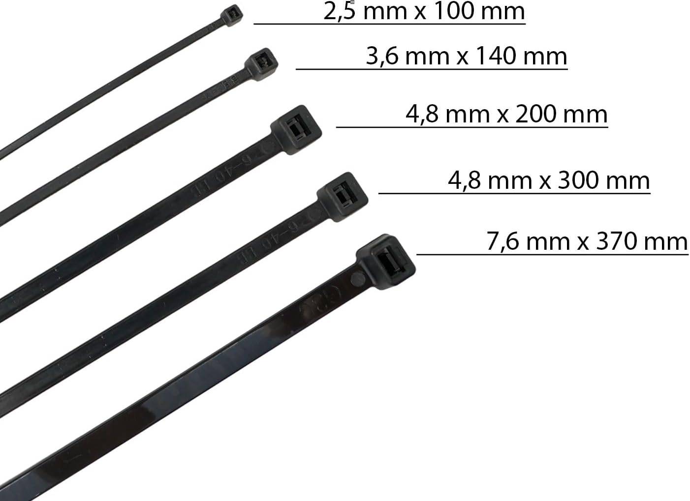 Kabelbinder 100 Stück schwarz UV beständig Universalbinder 4,8 x 300 mm-2
