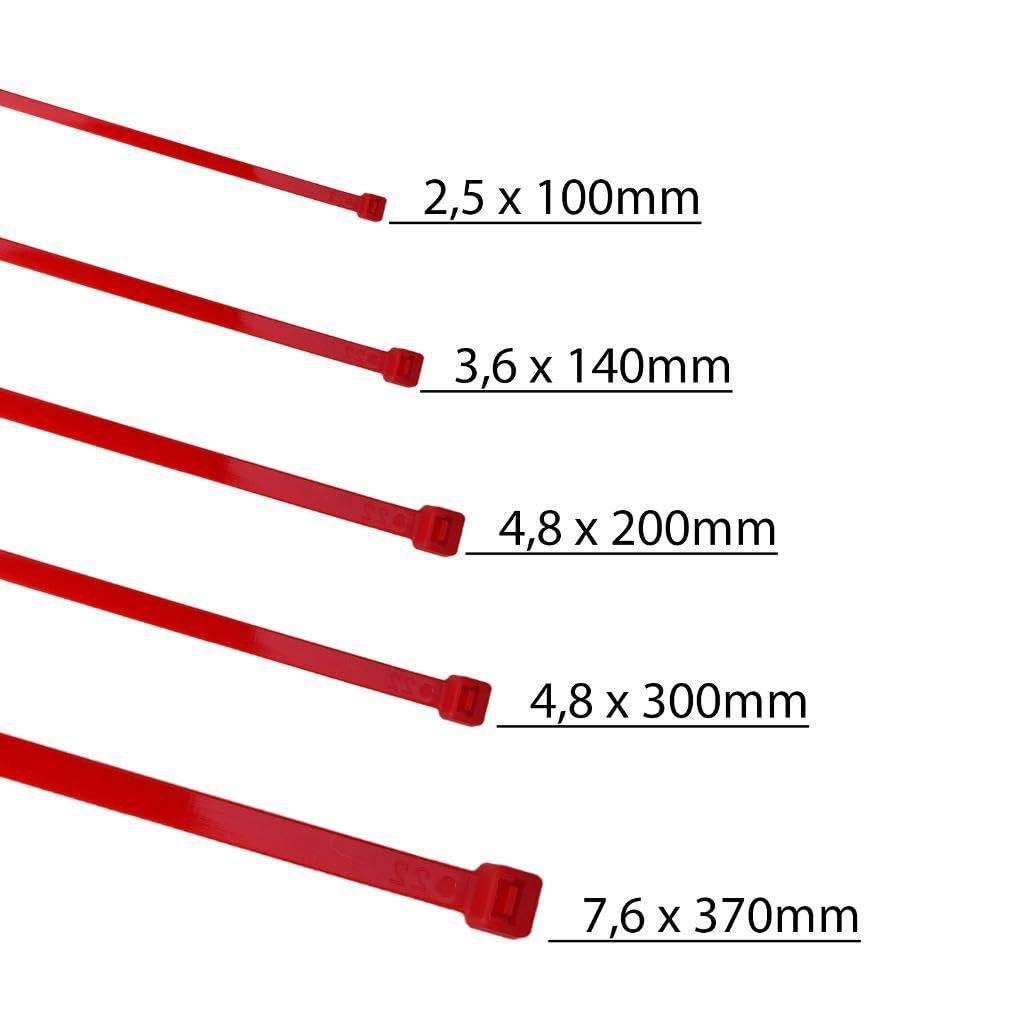 Kabelbinder 100 Stück rot UV beständig Universalbinder 4,8 x 200 mm-2