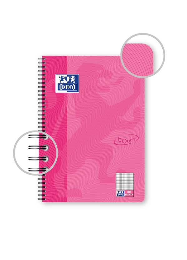 Oxford Collegeblock Touch DIN B5 kariert 90g/m² rosa 80 Bl. · DIN B5 · kariert