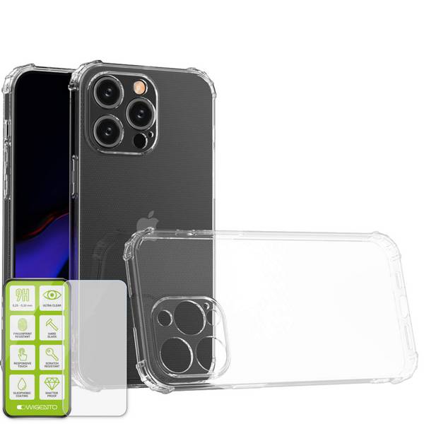 Für Apple iPhone 15 Pro Max Schock TPU Transparent 0,26 H9 Glas Handy Schutz