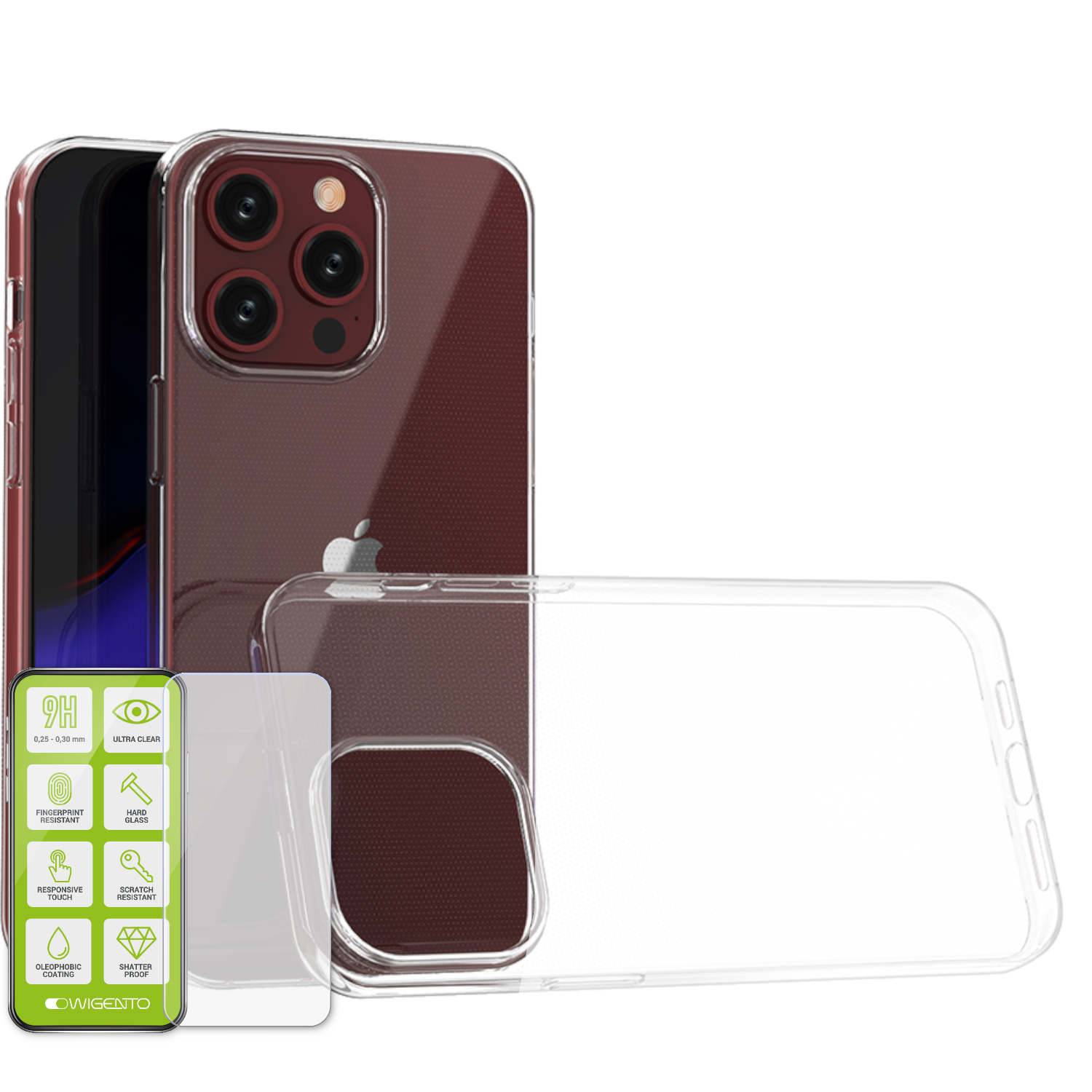 Für Apple iPhone 15 Pro Max Silikon TPU Transparent 0,26 H9 Glas Handy Hülle-0