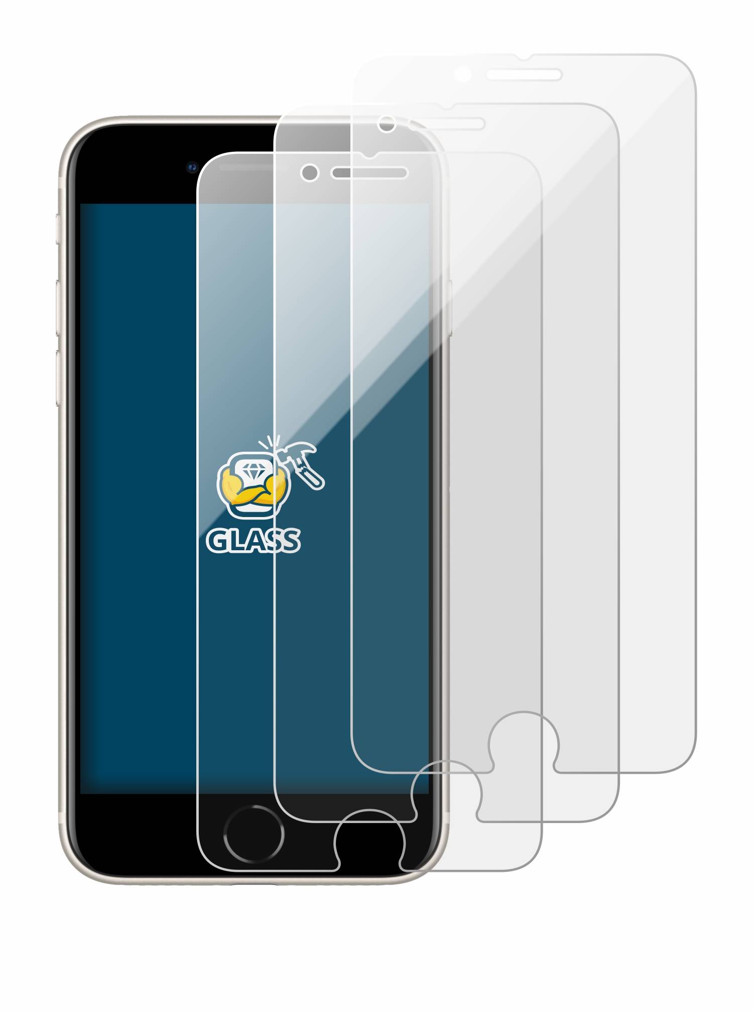 3x BROTECT Schutzglas für Apple iPhone SE 3 2022 Echtglas 9H klar transparent-1