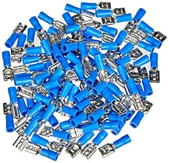 Goobay 17004 Flachsteckhülsen Steckmaß 6,4 x 0,8mm / 15A Steckverbinder Flachstecker 2,5 mm² / Kabelschuh Blau 100er Set-0