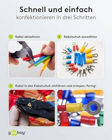 Goobay 17004 Flachsteckhülsen Steckmaß 6,4 x 0,8mm / 15A Steckverbinder Flachstecker 2,5 mm² / Kabelschuh Blau 100er Set-3
