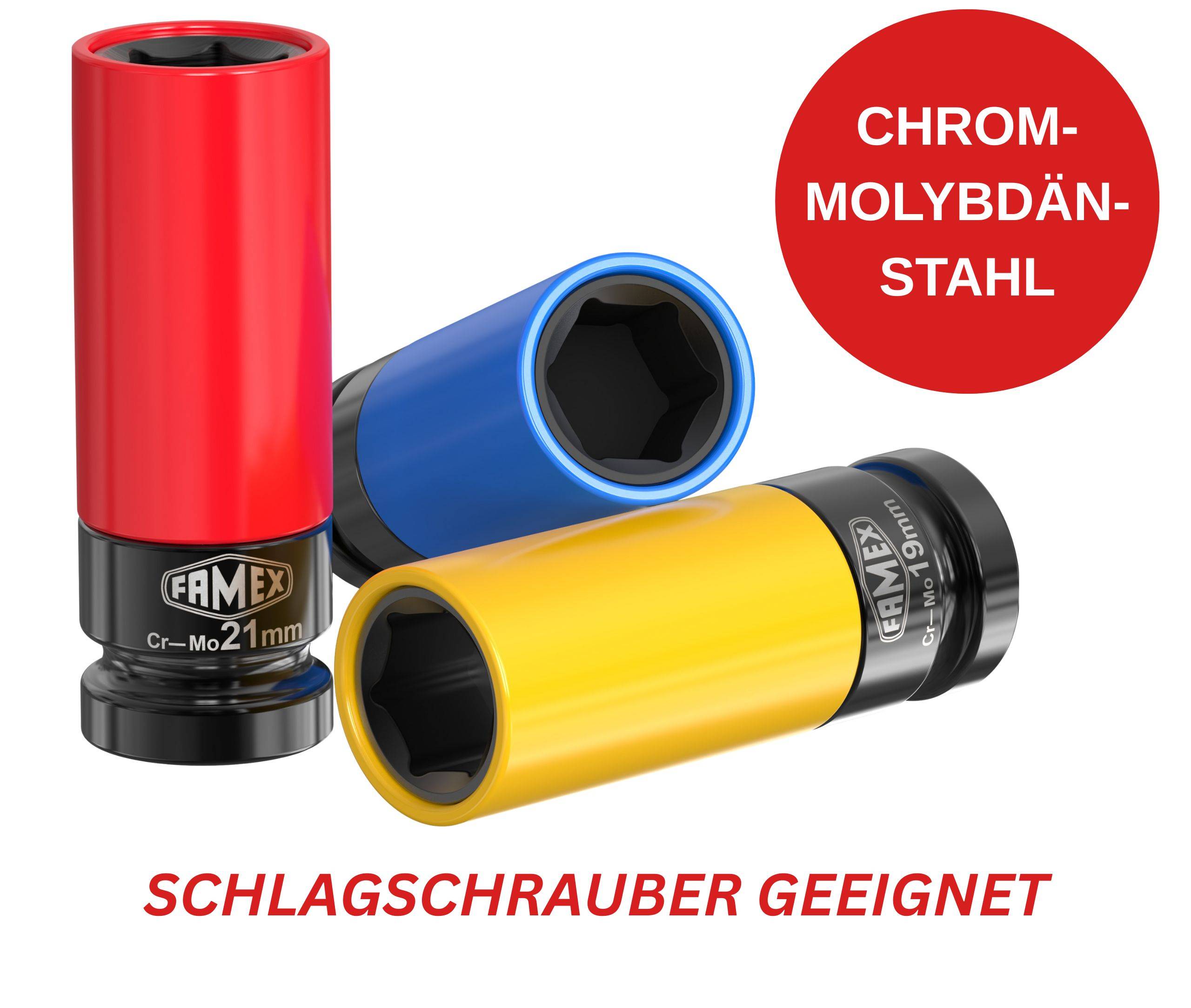 FAMEX 10886-3-RS-KS Drehmomentschlüssel Set 1/2 Zoll (12,5mm) 30-210 Nm - mit Spezial-Einsätze für Radschrauben-1