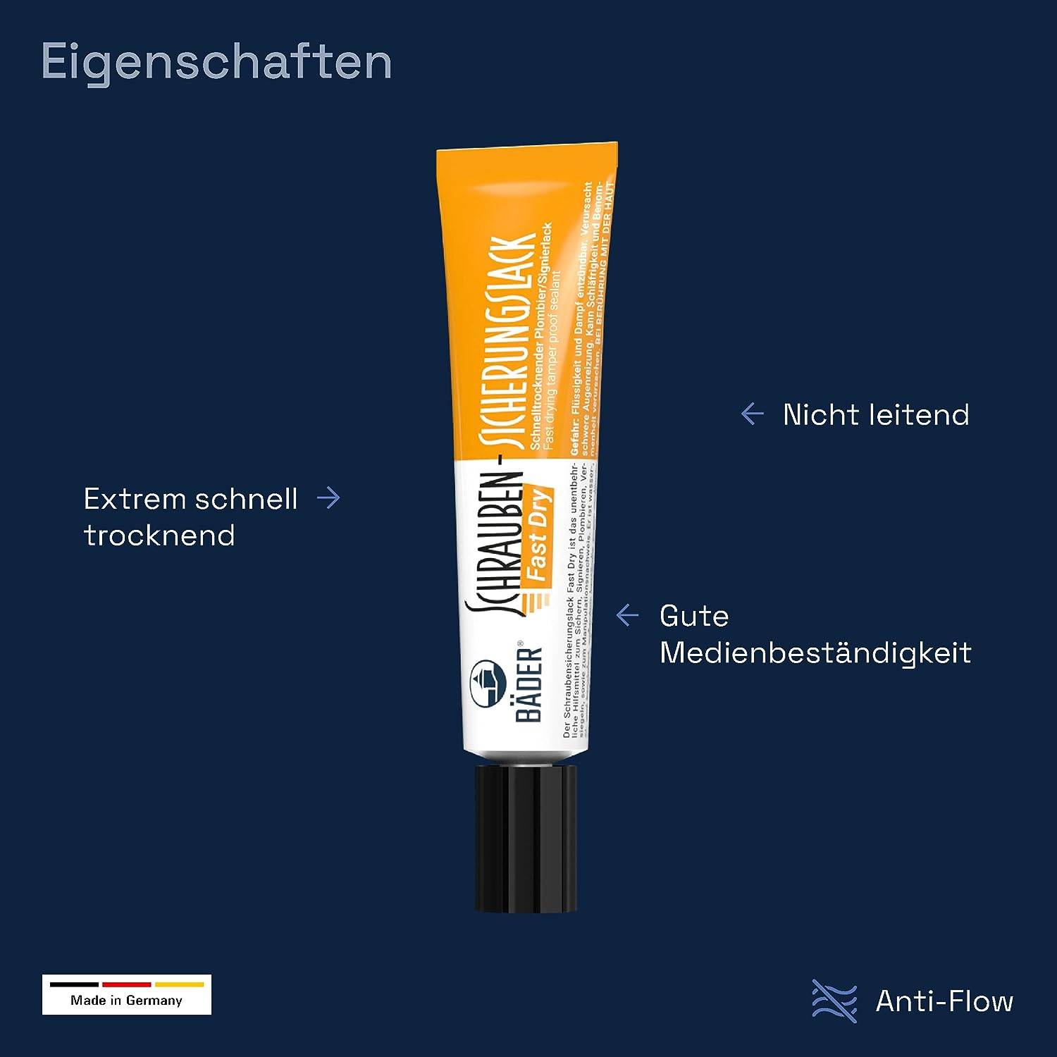 Bäder Schraubensicherungslack Fast Dry Gelb 20ml-1