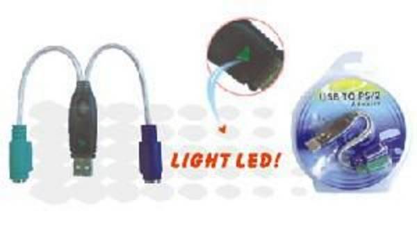 Microconnect USB A/2 x PS/2, 0,3 m, 2x 6-p Mini-DIN, USB A, Männlich, Weiblich, Grau