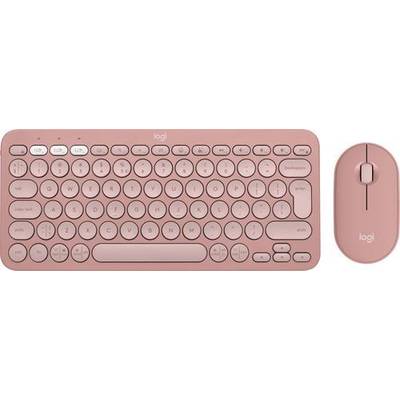 Logitech 920-012241, Kabellos, RF Wireless + Bluetooth, Scherenschalter, QWERTY, Pink, Maus enthalten