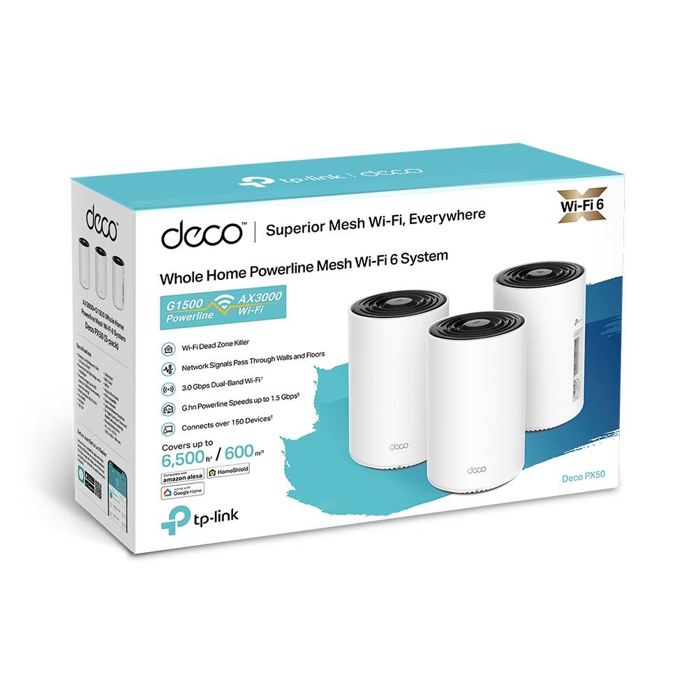 TP-LINK Deco PX50 V1 - WLAN-System (3 Router) - bis zu 604 m² - Netz - GigE - G.-3
