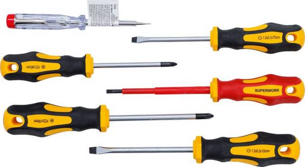 Elektriker-Schraubendrehersatz 6 -tlg. 35816 Ausführung Schlitz/PZ Set 6-tlg. Inhalt Schlitz 5,5-6,5, Kreuzschlitz PZ1-P