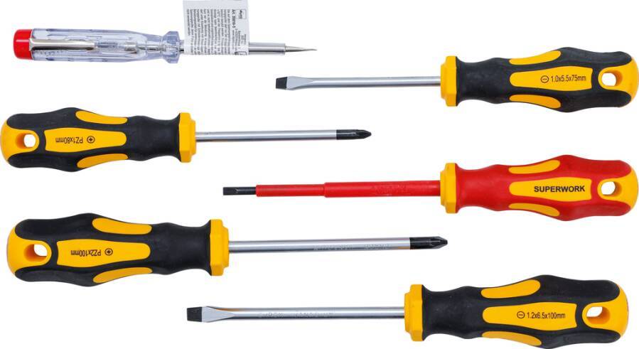 Elektriker-Schraubendrehersatz 6 -tlg. 35816 Ausführung Schlitz/PZ Set 6-tlg. Inhalt Schlitz 5,5-6,5, Kreuzschlitz PZ1-P-0