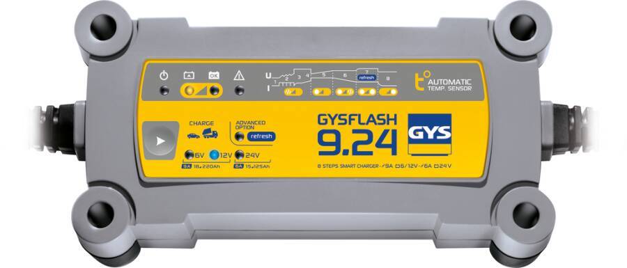 Batterrieladegerät GYSFLASH 9.24 029477 Netzanschluss 220 - 240 V Batteriespannung 6/12//24 V Ladestrom 9//6 A für Batte-0