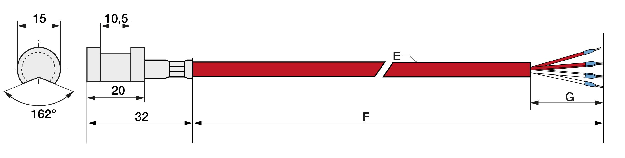 Pt100 Kl. B 4L Rohranlegefühler 5m Silikon-1