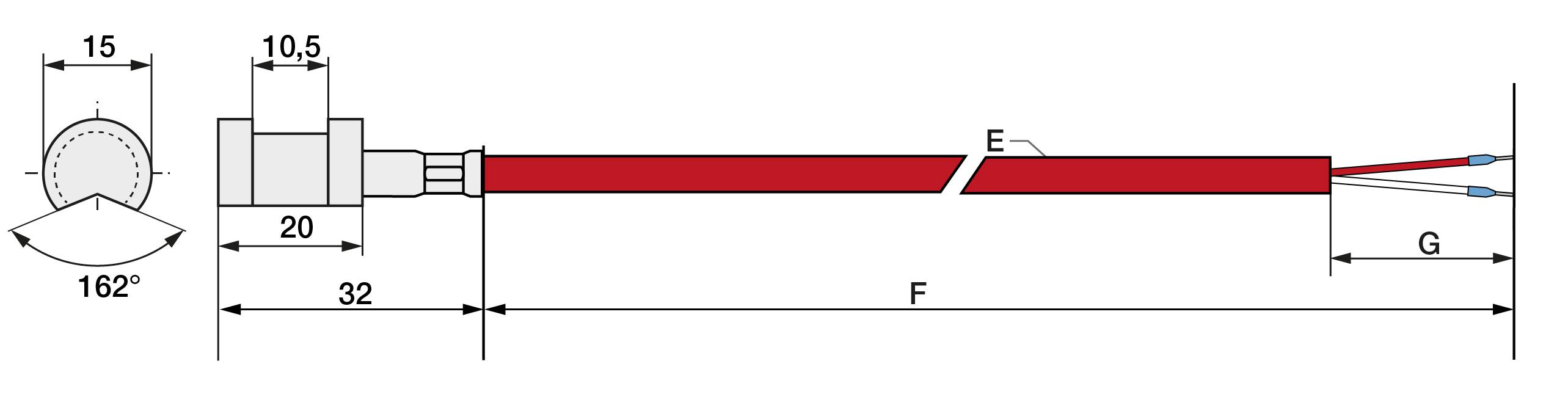 Pt100 Kl. B 3L Rohranlegefühler 2m Silikon-1