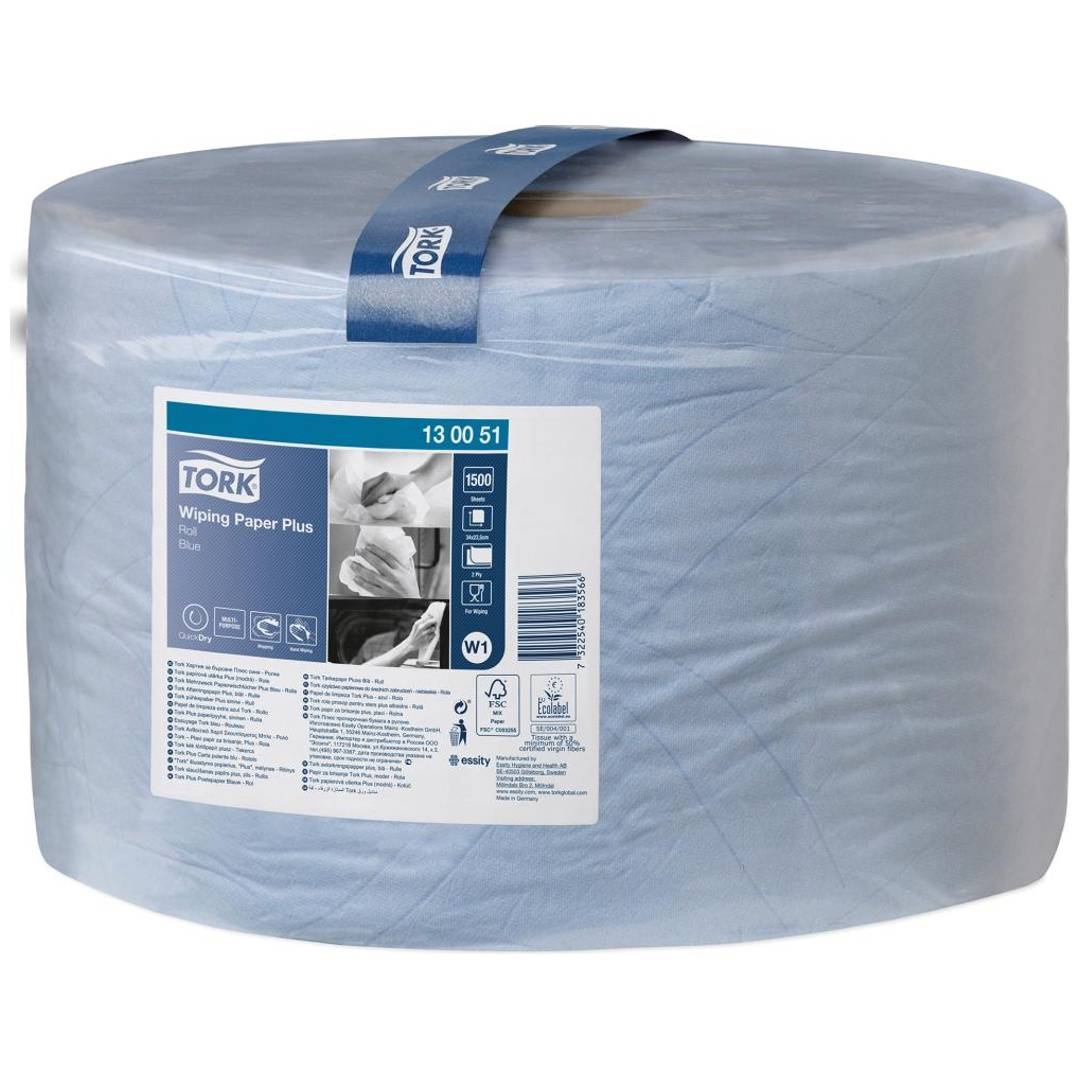 Tork 130051 Starke Mehrzweck-Papierwischtücher Premium W1 2-lagig 510m/23,5cm | Karton (1 Rolle)-0