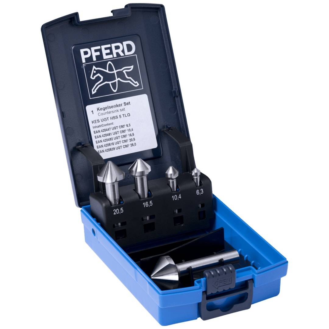 PFERD TOOLS HSS-Kegelsenker-Set UGT 5-tlg. DIN 335 C 90° mit Ungleichteilung-0