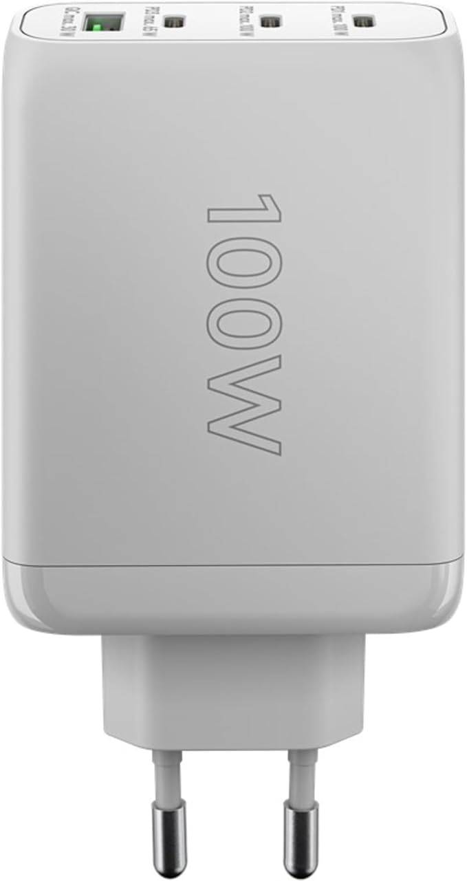 Goobay 65556 USB Netzteil 100W Charger PD & QC, 4 Port Universal Ladegerät, USB-C & USB-A Mini GaN Adapter, Weiß-3