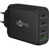 Goobay USB Netzteil 100W Charger PD & QC, 4 Port Universal Ladegerät, USB-C USB-A Mini GaN Adapter, Schwarz