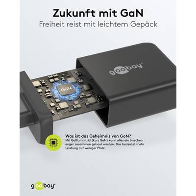 Goobay USB Netzteil 100W Charger PD & QC, 4 Port Universal Ladegerät, USB-C USB-A Mini GaN Adapter, Schwarz-4