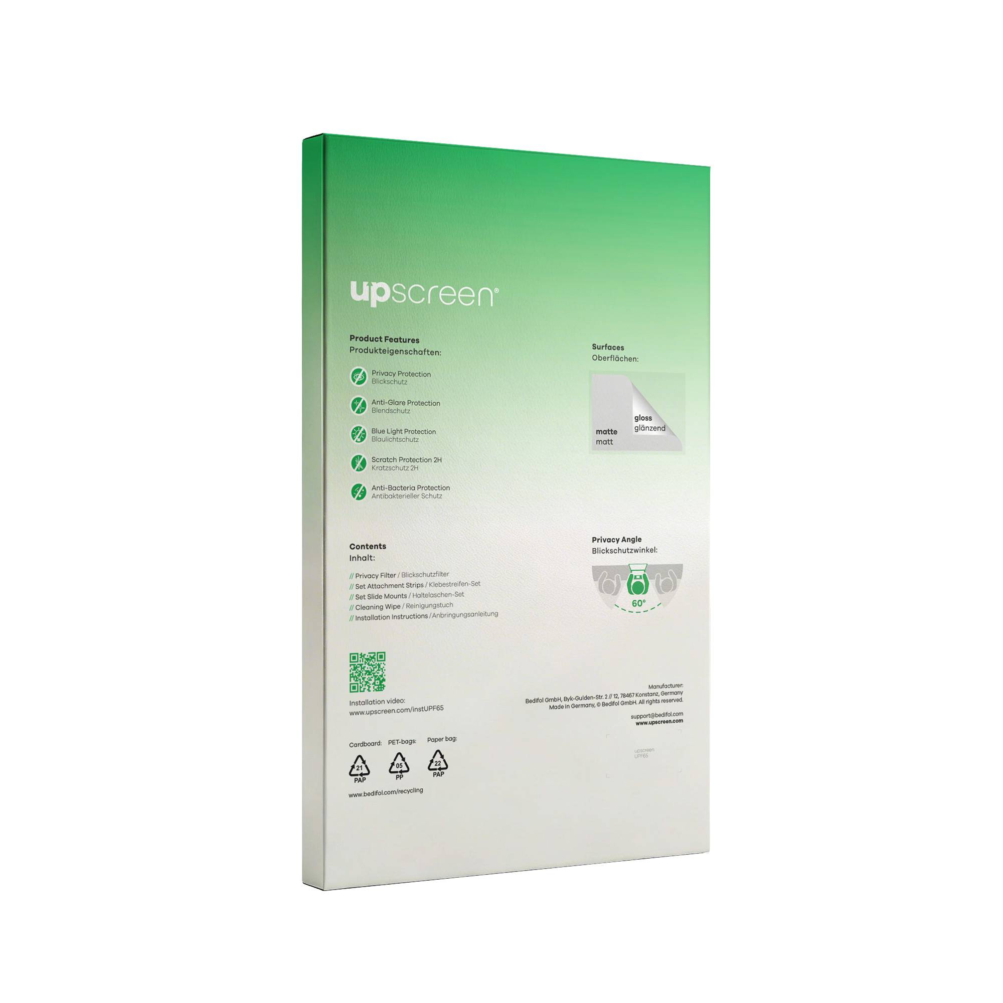 upscreen Blickschutzfilter für Apple iPad Pro 12.9" 2021 (im Querformat, 5. Gen.) Blaulichtfilter Sichtschutz Privacy-5