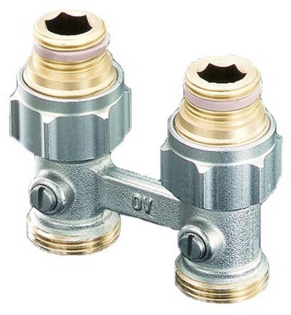 OVENTROP Absperrverschraubung ZB "Multiflex F", 1/2"AGx3/4"AG, Ms, vern.