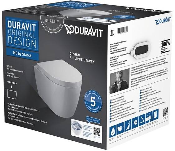 Duravit WWC-Set ME by Starck,rimless,Durafix TS,weiß,inkl.WC-Sitz mit Absenkautom., 1 Stk.