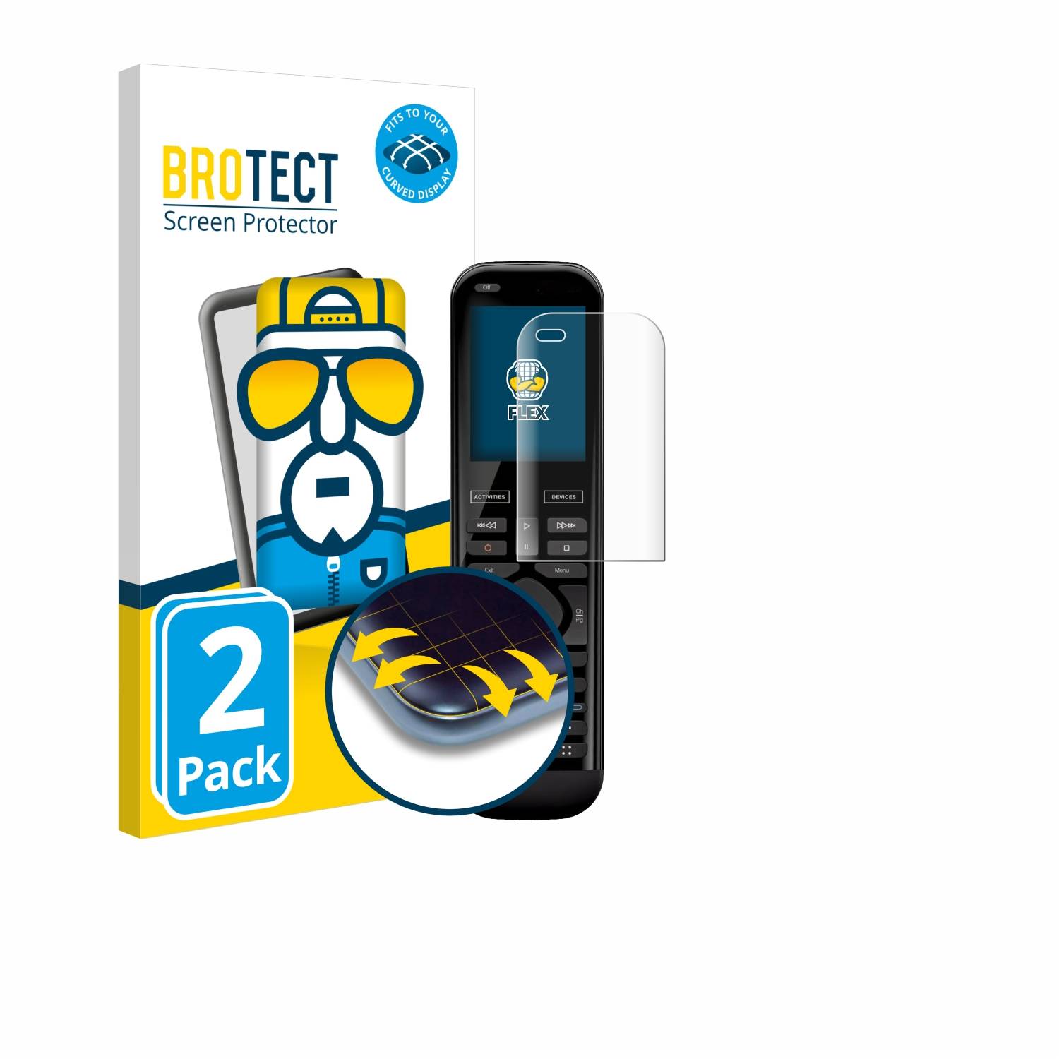 2x BROTECT Flex Fullscreen Schutzfolie für Logitech Harmony 950 Full-Screen 3D Curved Transparent-0