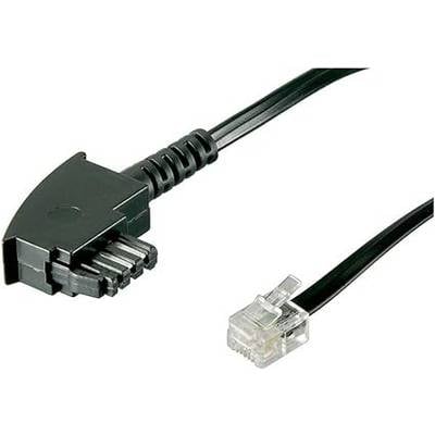 Goobay 68535 TAE Telefonkabel 3m / TAE-F Stecker auf Westernstecker / RJ11 RJ14 6P4C Router DSL Kabel / Schwarz/ 3 Meter